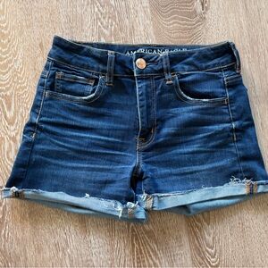 American Eagle Outfitters Dark Blue Denim Cutoff Shorts